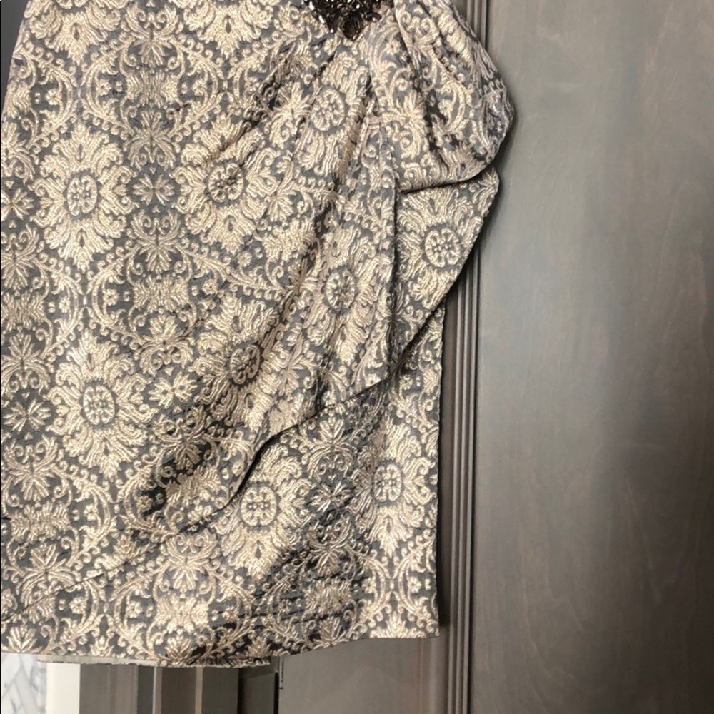 Kay Unger Pewter Damask Party Dress - Picture 2 of 6